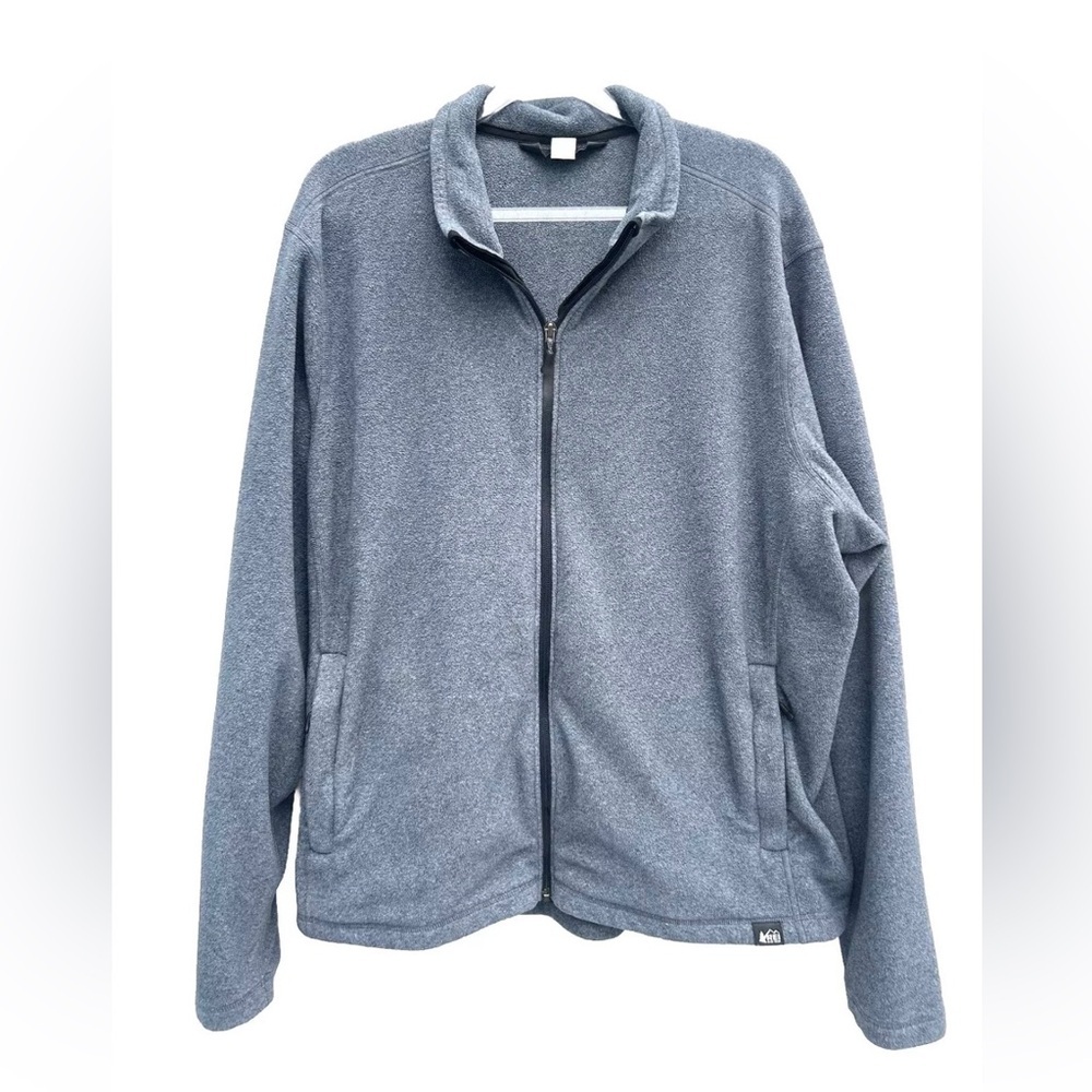 Rei Co-Op men’s full zip up fleece sz 3X gray outdoors hiking trail activewear